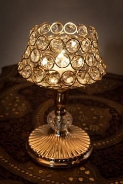 クリスタルガラスのアラビアンキャンドルホルダー - ゴールド【20.5cm×14cm】の商品写真