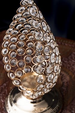 クリスタルガラスのアラビアンキャンドルホルダー - ゴールド【31cm×15.5cm】 - サブ5