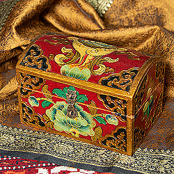〔一点物〕チベットの伝統小物入れ　美しい色彩と吉祥文様　宝箱型の商品写真