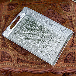 バリのアルミ細工トレイ - Sサイズ 幅：約31cm - サブ3