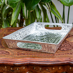 バリのアルミ細工トレイ - Sサイズ 幅：約31cm - サブ5