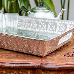 バリのアルミ細工トレイ - Lサイズ 幅：約38cm - サブ2