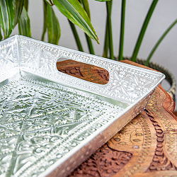 バリのアルミ細工トレイ - Lサイズ 幅：約38cm - サブ4