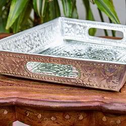 バリのアルミ細工トレイ - Lサイズ 幅：約38cm - サブ5