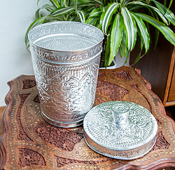 バリの飾りつきマルチバスケット 手打ち細工が美しい 蓋付き 高さ：30cm 直径：19.5cm - サブ2