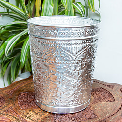 バリの飾りつきマルチバスケット 手打ち細工が美しい 蓋付き 高さ：33.5cm 直径：23.5cm - サブ3