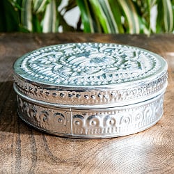 バリの飾りつきラウンドボックス 手打ち細工が美しい 直径：約15cm - サブ3