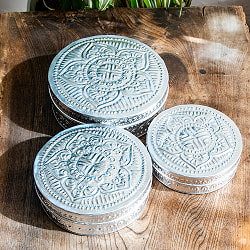 【3サイズセット】バリの飾りつきラウンドボックス 手打ち細工が美しい - サブ2