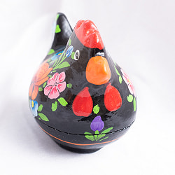 【全4色】カシミールのペーパーマッシュ - おすわりにわとり　小物入れ[M]  - サブ5