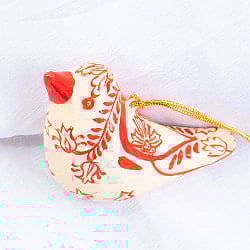 【全3色】カシミールのペーパーマッシュ - オーナメント - ぷっくり鳥さん - サブ2