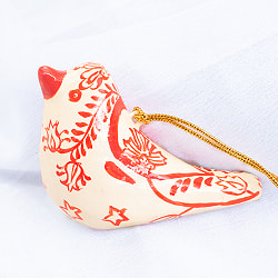 【全3色】カシミールのペーパーマッシュ - オーナメント - ぷっくり鳥さん - サブ3