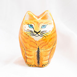 カシミールのペーパーマッシュ - おすわりにゃんこ　小物入れ[S]  - サブ2