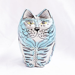 【全3色】カシミールのペーパーマッシュ - おすわりにゃんこ　小物入れ[M]  - サブ2