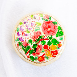 【全3色】カシミールのペーパーマッシュ - 円形　小物入れ[S] 花柄 - サブ4