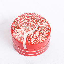 【全2色】カシミールのペーパーマッシュ - 円形　小物入れ[S] 生命の樹 - サブ2