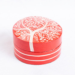 【全2色】カシミールのペーパーマッシュ - 円形　小物入れ[S] 生命の樹 - サブ3