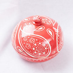 【全2色】カシミールのペーパーマッシュ - 円形　小物入れ[L] - サブ2