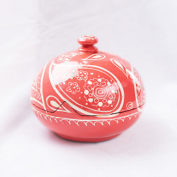 【全2色】カシミールのペーパーマッシュ - 円形　小物入れ[L] - サブ5