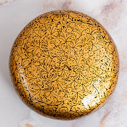 【超高精細・一点もの】カシミールのペーパーマッシュ 円形小物入れ 約7.5cm x 約7cm - サブ2