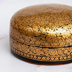 【超高精細・一点もの】カシミールのペーパーマッシュ 円形小物入れ 約7.5cm x 約7cm - サブ5