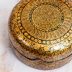 【超高精細・一点もの】カシミールのペーパーマッシュ 円形小物入れ 約11cm x 約10.5cm - サブ3