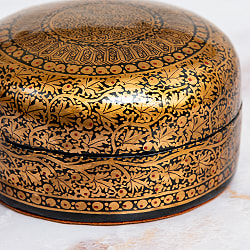 【超高精細・一点もの】カシミールのペーパーマッシュ 円形小物入れ 約11cm x 約10.5cm - サブ5