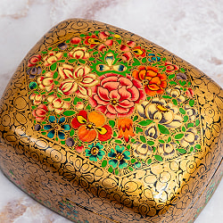 【超高精細・一点もの】カシミールのペーパーマッシュ 百花繚乱 長方形小物入れ 約9cm x 約7.5cm - サブ2