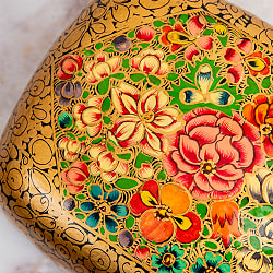 【超高精細・一点もの】カシミールのペーパーマッシュ 百花繚乱 長方形小物入れ 約9cm x 約7.5cm - サブ3