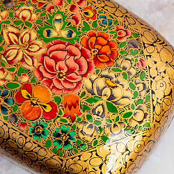 【超高精細・一点もの】カシミールのペーパーマッシュ 百花繚乱 長方形小物入れ 約9cm x 約7.5cm - サブ4