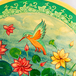 【超高精細・一点もの】カシミールのペーパーマッシュ 小鳥の園 円形小物入れ 約11cm x 約11cm - サブ5