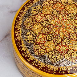 【超高精細・一点もの】カシミールのペーパーマッシュ 無窮唐草 円形小物入れ 約1cm x 約11cm - サブ3