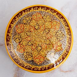 【超高精細・一点もの】カシミールのペーパーマッシュ 無窮唐草 円形小物入れ 約11cm x 約11cm - サブ2