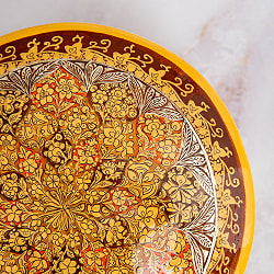 【超高精細・一点もの】カシミールのペーパーマッシュ 無窮唐草 円形小物入れ 約11cm x 約11cm - サブ4