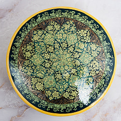 【超高精細・一点もの】カシミールのペーパーマッシュ 無窮唐草 円形小物入れ 約11cm x 約11cm - サブ2