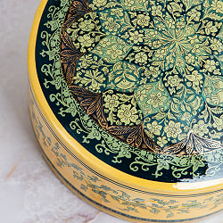 【超高精細・一点もの】カシミールのペーパーマッシュ 無窮唐草 円形小物入れ 約11cm x 約11cm - サブ3