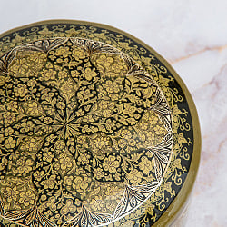 【超高精細・一点もの】カシミールのペーパーマッシュ 無窮唐草 円形小物入れ 約11cm x 約11cm - サブ4