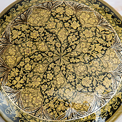 【超高精細・一点もの】カシミールのペーパーマッシュ 無窮唐草 円形小物入れ 約11cm x 約11cm - サブ5