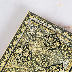 【超高精細・一点もの】カシミールのペーパーマッシュ 格子花柄 長方形小物入れ 約12.5cm x 約8.5cm - サブ3