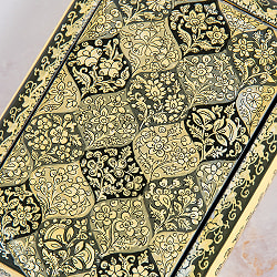 【超高精細・一点もの】カシミールのペーパーマッシュ 格子花柄 長方形小物入れ 約12.5cm x 約8.5cm - サブ4