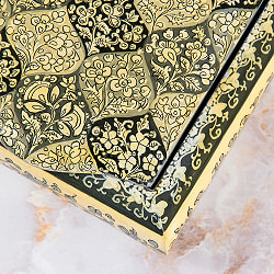 【超高精細・一点もの】カシミールのペーパーマッシュ 格子花柄 長方形小物入れ 約12.5cm x 約8.5cm - サブ5