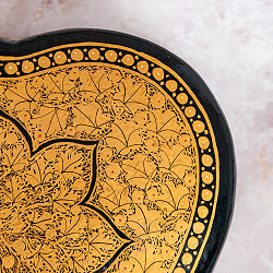 【超高精細・一点もの】カシミールのペーパーマッシュ 黒地に金 ハート型小物入れ 約11cm x 約10cm - サブ5