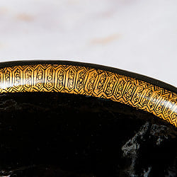 【超高精細・一点もの】カシミールのペーパーマッシュ 黒地に金唐草 椀型小物入れ 約11.5cm x 約11.5cm - サブ5