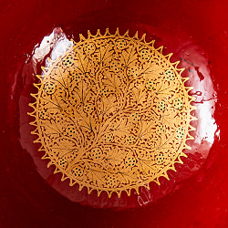 【超高精細・一点もの】カシミールのペーパーマッシュ 赤金 椀型小物入れ 約11.5cm x 約11.5cm - サブ4