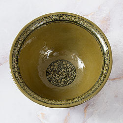 【超高精細・一点もの】カシミールのペーパーマッシュ 格子花柄 椀型小物入れ 約11.5cm x 約11.5cm - サブ2