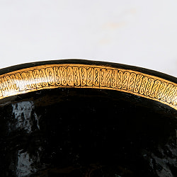 【超高精細・一点もの】カシミールのペーパーマッシュ 黒地に黄金の樹 椀型小物入れ 約11.5cm x 約11.5cm - サブ4