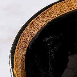 【超高精細・一点もの】カシミールのペーパーマッシュ 黒地に黄金の樹 椀型小物入れ 約11.5cm x 約11.5cm - サブ5