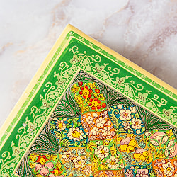 【超高精細・一点もの】カシミールのペーパーマッシュ 格子花柄 長方形小物入れ 約11cm x 約8.5cm - サブ3