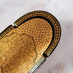 【超高精細・一点もの】カシミールのペーパーマッシュ 黒地に金 ペンケース・小物入れ 約22cm x 約6cm - サブ4