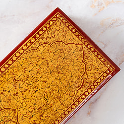 【超高精細・一点もの】カシミールのペーパーマッシュ 赤金 ペンケース・小物入れ 約22.5cm x 約7.2cm - サブ4