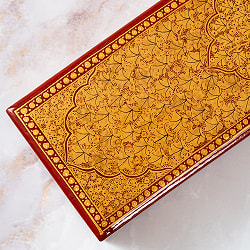 【超高精細・一点もの】カシミールのペーパーマッシュ 赤金 ペンケース・小物入れ 約22.5cm x 約7.2cm - サブ5